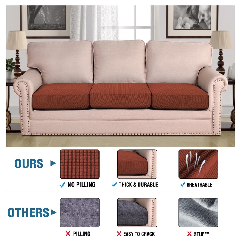 H.VERSAILTEX Super Stretch Individual Seat Cushion Covers - Sofa &