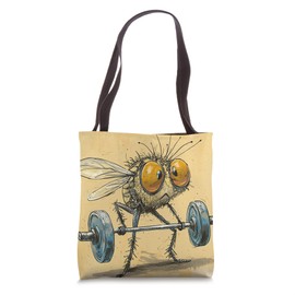 Abstract Wimpy Fly Lifting Barbell Weights Gym Bug Fit Art Tote Bag
