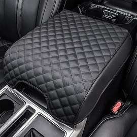 Center Console Cover Fits Ford F150 2015-2020, F250 F350 F450 2017-2022 and Expedition 2018-2024 Leather Armrest Box Protective Cover Arm Rest Box Lid Middle Console Cover Accessories Bucket Seat Only