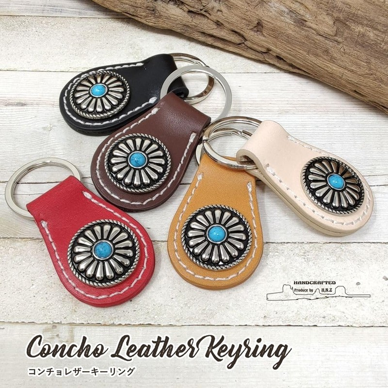 H.N.Z rclk-001 Men's Key Chain, Cowhide Leather, Concho, Native Key