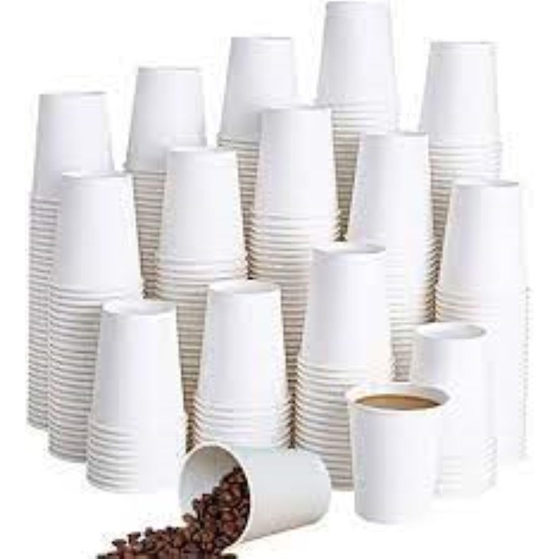 HOT BARGAINS, 100 x 12oz Single Wall White Paper Cups