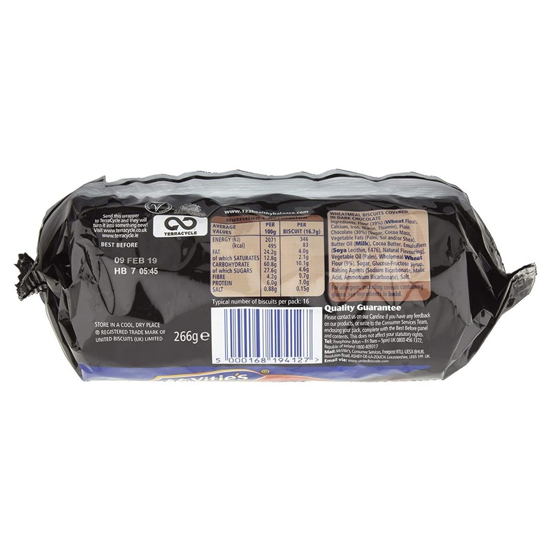 Mcvities Digestive Dark Chocolate Biscuits 266g (Pack of 12)