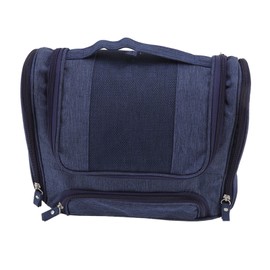 Toiletry Bag Portable Handheld Design 300D Cationic Waterproof Makeup Storage Bag Travel Cosmetic Bag Navy Blue