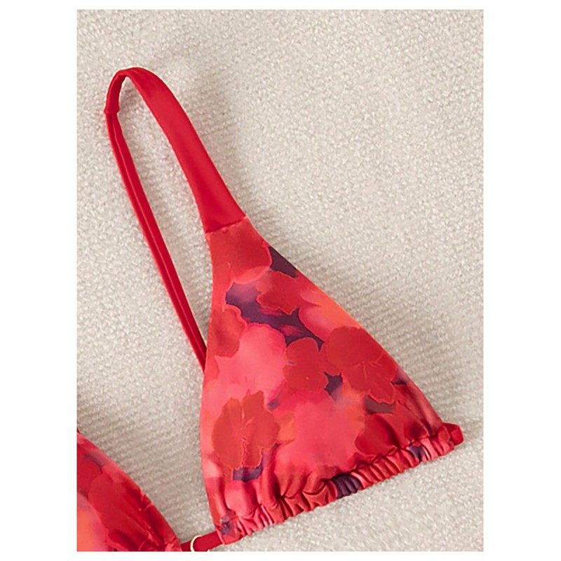 MakeMeChic Women's Floral Print 2 Piece Bikini Sets Tie Back