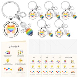 YANSYUN Teacher Gift Leaving Gift Educator 6 Pieces Farewell Educator with Thank You Kart Key Ring Envelope Kita Farewell Gift for Educator, Rainbow-6pcs, Unit size