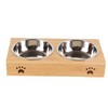 Bamboo Pet Double Bowl Cartoon Prevent Slipping Easy to Clean