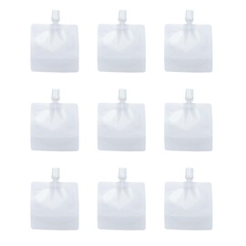 sowaka 10 Pcs Travel Pouches with Sticker 30 ML 4 x 3 Inch Plastic Squeeze Pouches Containers Transparent Bags for Toiletries Shampoo Conditioner Lotion Soap Liquids