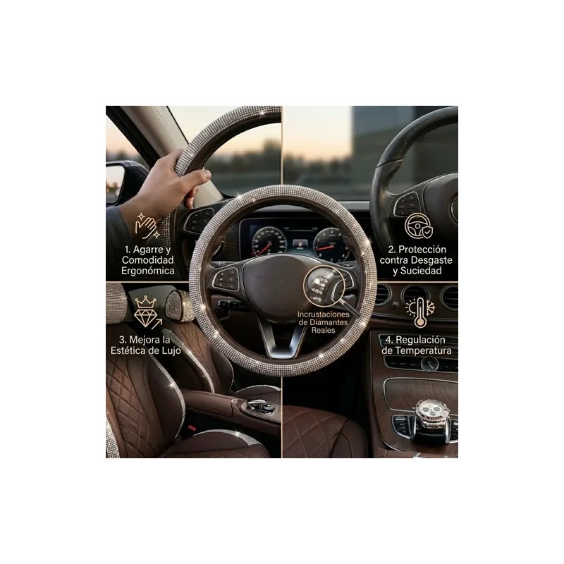 Protector Funda Cubre Volante Brillante Diamante Auto Moda