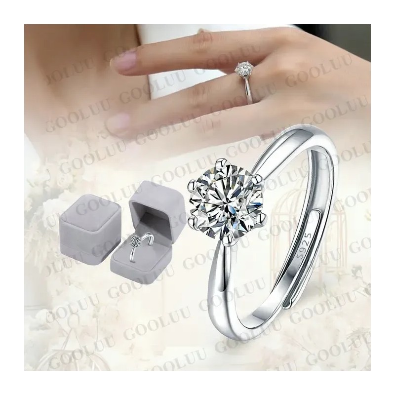 Anillo De Compromiso Plata 925 Para Mujer Ajustables Promesa GOOLUU