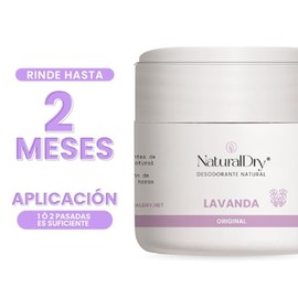 NaturalDry - Desodorante natural Mujer sin aluminio - Sin Parabenos - No obstruye los poros - Hidrata tu piel - Elimina el mal olor - permite la transpiración - Crema con olor agradable a Lavanda - En tarro formato cera (3 unidades)