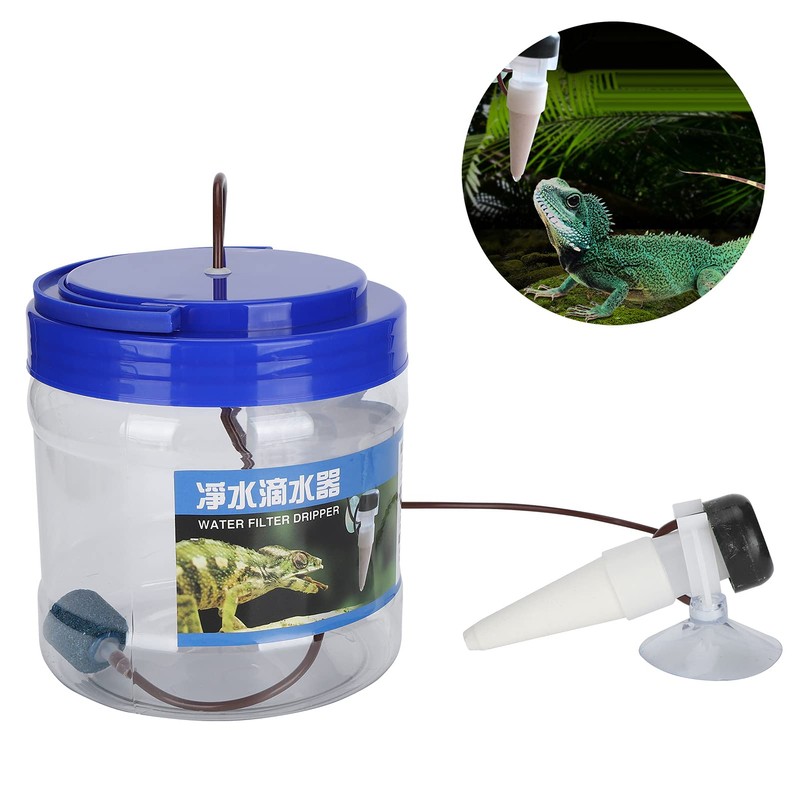 Pssopp Reptile Water Dripper Kit, Reptile Drinking Feeder with Filtering