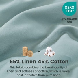 Simple&Opulence Ruffled Linen Cotton Duvet Cover Set 3Pcs, Relaxed Cottagecore Style with Romantic Layers (1 Duvet Cover & 2 Pillowcases) – Dusty Blue, King Size