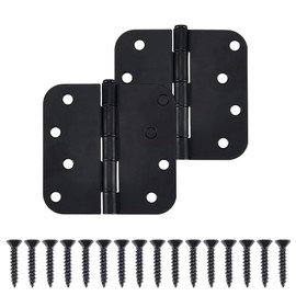 UNICRAFTALE 2 Sets Self Closing Door Hinges Matte Black Spring Loaded Hinge Metal Interior Hinges with 16Pcs Pins Adjustable Tension for Garage Front Doors Left and Right Hand Door