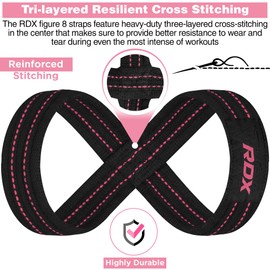 RDX Weight Lifting Straps Figure 8, Anti Slip Strap with cuffs wrist Support for Gym Workout Deadlift Powerlifting Bodybuilding Weightlifting, Fitness Strength Training, Hand Bar Grip for Men