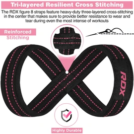 RDX Weight Lifting Straps Figure 8, Anti Slip Strap with cuffs wrist Support for Gym Workout Deadlift Powerlifting Bodybuilding Weightlifting, Fitness Strength Training, Hand Bar Grip for Men