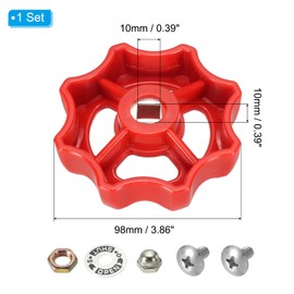 PATIKIL Outside Faucet Handle Square Stem Hole 6x6mm, ABS Round Wheel Faucet Handles Replacement Water Spigot Handle with Screws Spacer, Red