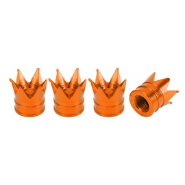 VekAuto 4 Pcs Tire Valve Stem Caps, 18x17MM Car Wheel Valve Cap Universal for Car Bike Motorcycle Anti Crash Aluminum Alloy Orange Tyre Valve Stem Cover Valve Dust Cap Tire Valve Cap