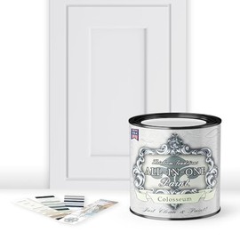 ALL-IN-ONE Paint, Durable cabinet and furniture paint. Built in primer and top coat, no sanding needed. Includes our 30 featured color card - Colosseum (white with subtle cool gray undertone), Quart