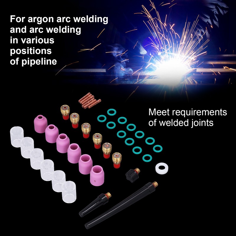 40Pcs TIG Welding Torch Accessories Kit Collet Alumina Nozzle Gas