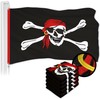 G128 5 Pack: Pirate Jolly Roger Red Head Scarf Flag