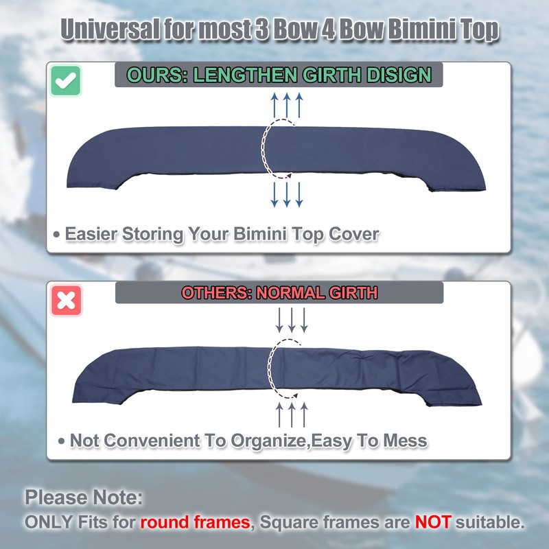 X AUTOHAUX Bimini Top Storage Boot Cover Waterproof Boat Bimini