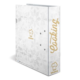 HERMA 19669 Recipe Folder A4 for Writing Yourself Cooking with Love, 7 cm Wide, Recipe Book with Index for Filing, Motif Ring Binder with Inner Print for Kitchen and Household for Cooking Recipes