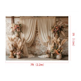 Kate Photography Backdrop 7x5ft Retro Indoor Boho Pampas Grass Flower for Adult Birthday Wedding Maternity Art Portrait Decoration Props Backdrop Photo Studio