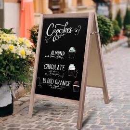 TEAKMAMA Extra Large Wooden 40x22 Chalkboard, Double-Sided Sidewalk A Frame Chalkboard Sign, Sturdy Sandwich Board for Restaurant, Business or Wedding, Grey