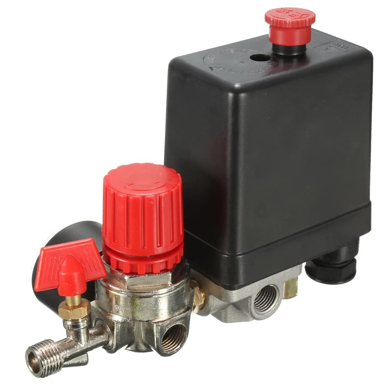 90-120PSI Air Compressor Pressure Switch Valve Control Manifold Regulator Gauges