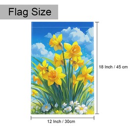 Gkyygk Yellow Daffodils White Daisies Flowers Blue Sky Welcome Garden Flag 12x18 Inch Double Sided Small Burlap Banners Yard House Seasonal Farmhouse Home Decor for Men Women