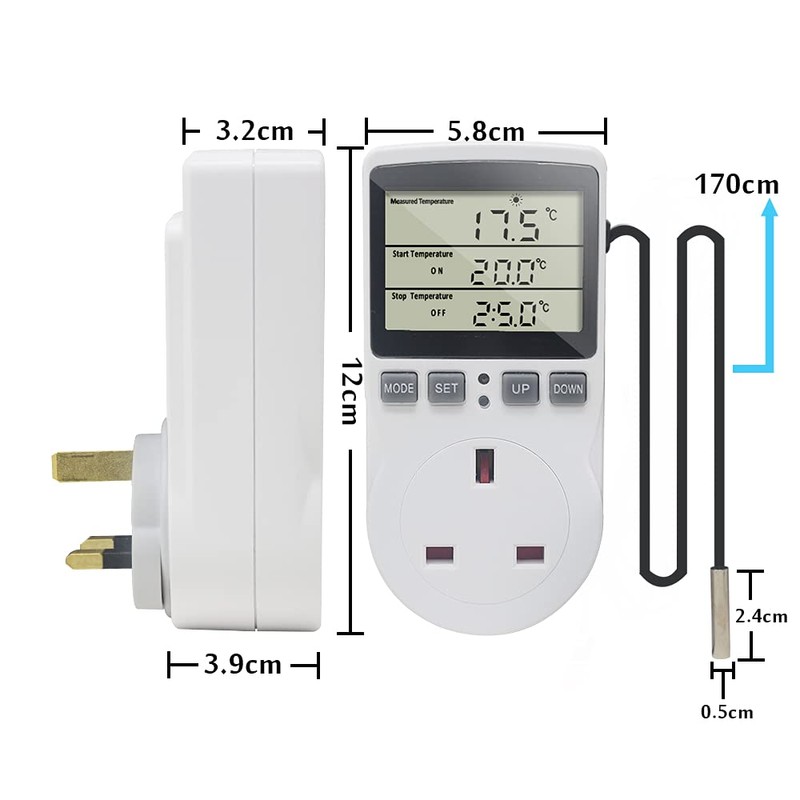 KETOTEK KT3100 Digital Thermostat Temperature Controller Socket Outlet 230V 16A