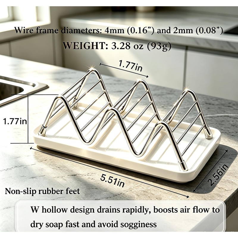 Heavy Weight 3.28oz Soap Dish with Removable Ceramic Drain Tray,
