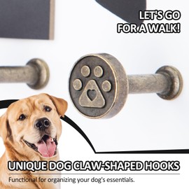 Nekon Dog Leash Holder for Wall - Wooden Key Holder Wall Mount for Entryway Organization - Pets Accessories Storage with Chalkboard and Hooks (White)