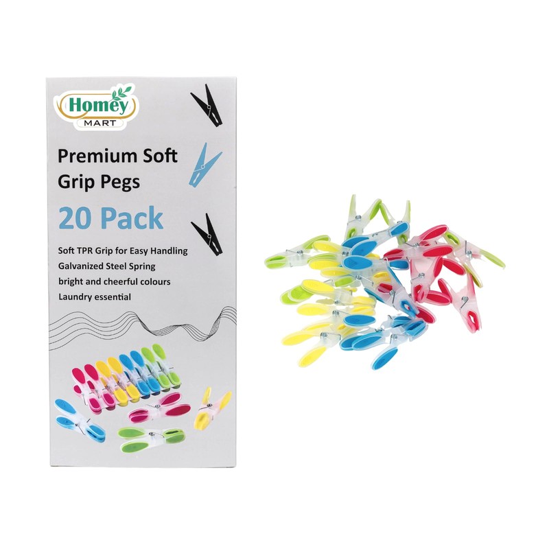 40 x Premium Soft Grip Clothes Pegs Strong Plastic Laundry