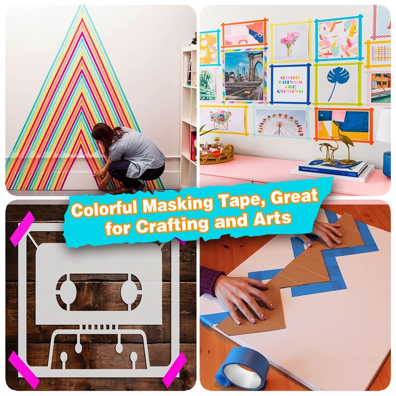 8Rolls Thin Painters Tape Total 176yards 1/8, 1/4, 1/2 inch