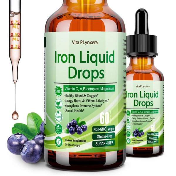 Liquid Iron Supplement for Women Men & Kids, Vegan Iron