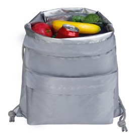 Moyad Lunch Bag Insulated Drawstring Foldable Lunch Bags for Women Waterproof Thermal Cooler Bag for Work Leakproof Lunch Tote for Kids and Adults Picnic Backpack, Gray