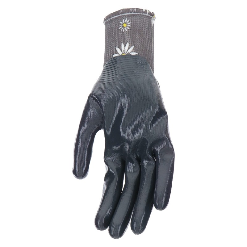 Simply MUD Women's Daisy Printed Nitrile Coated Palm Garden Gloves,