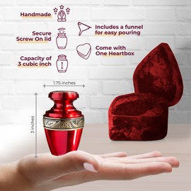 Trupoint Memorials Small Urns for Human Ashes Keepsake – Mini Urns for Human Ashes for Mom/Dad, Cremation Keepsakes for Ashes, Small Urn for Ashes for Women/Men – Small, Greciad Red with Heart Box