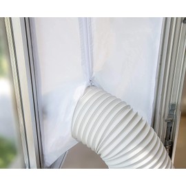 Universal Window Seal（400CM） with Zip and Hook Tape Suitable for Mobile Portable Air Conditioner and Tumble Dryer，Air Exchange Guards Easy to Install - No Need for Drilling Holes