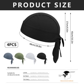 Bekecidi Pack of 4 Bandana for Men, Breathable Sports Wheel Cap, Sun Protection Headband, Hat Bandana for Outdoor, Climbing, Running, Hiking, multi-coloured