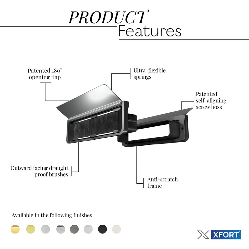 Xfort MailPlate Luxe 12" Letterplate Satin Chrome, Premium Draught Proof