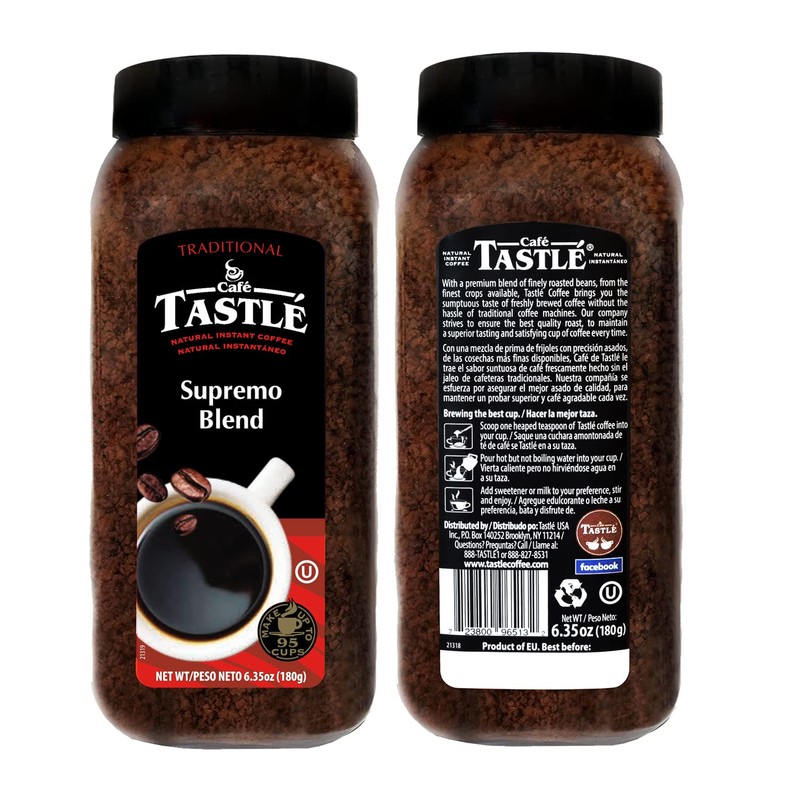 Café Tastlé Supremo Blend Traditional Instant Coffee, 6 Jars of