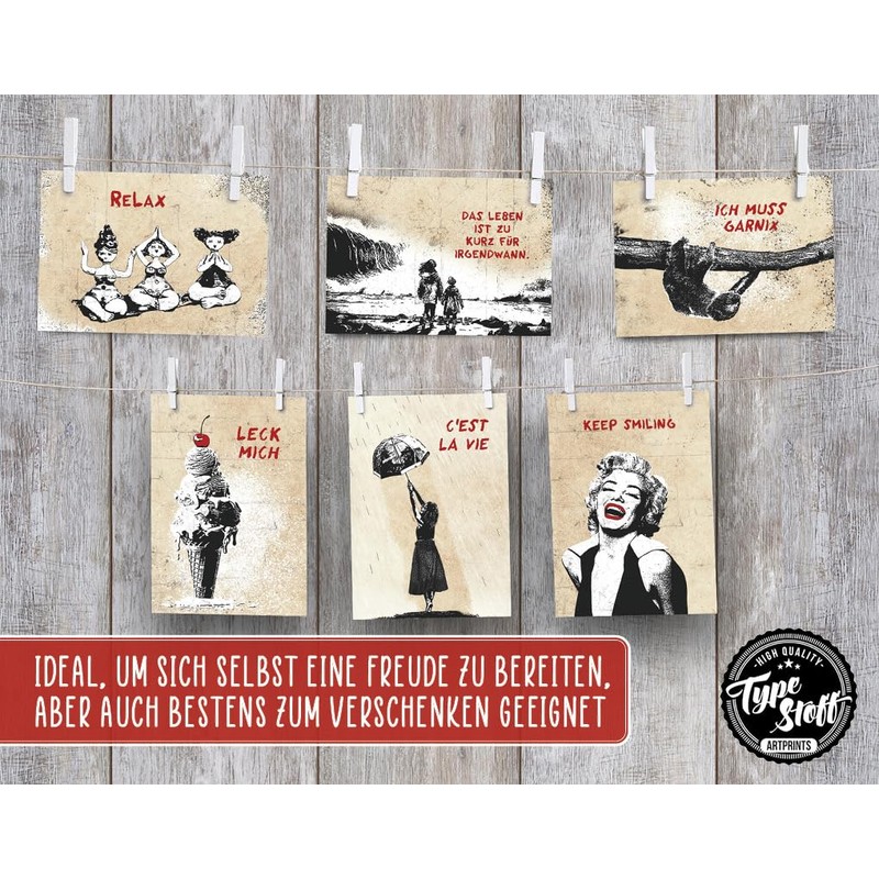 TypeStoff 20 Postcard Saver Set - ShortQuotes - DIN A6,