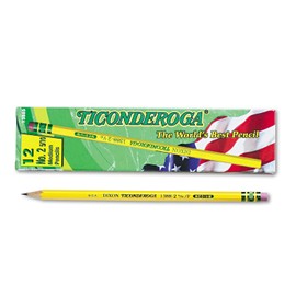 Ticonderoga Cedar Yellow Wood Pencils, 2-1/2/F Medium Lead, Dozen DIX13885