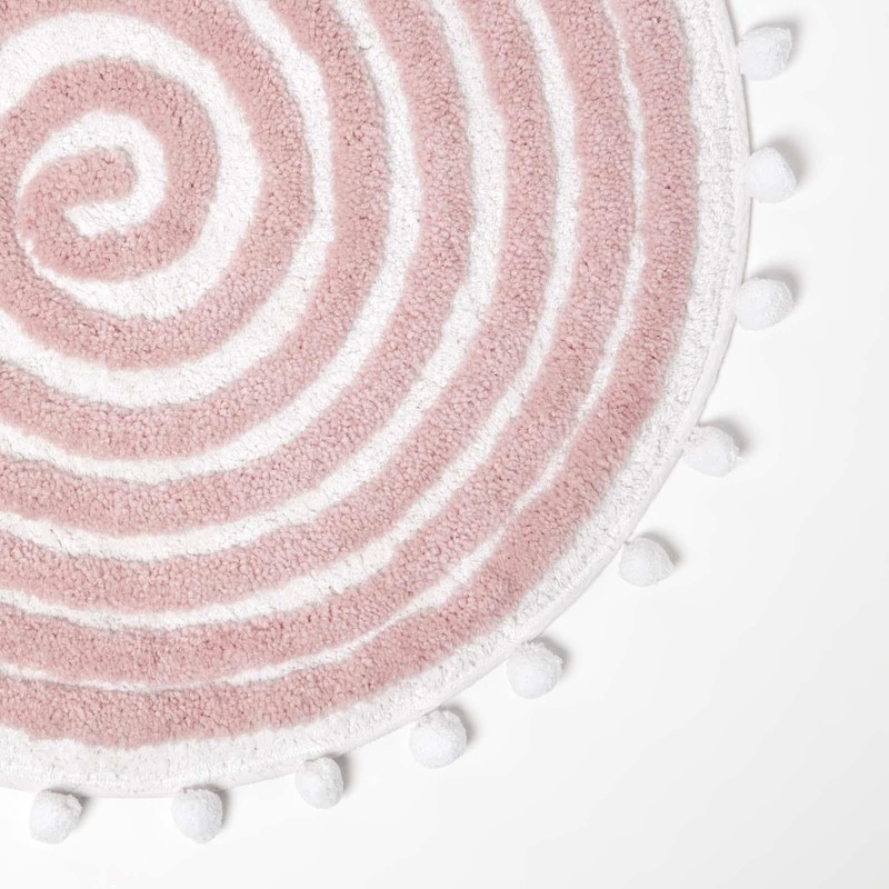 HOMESCAPES Cotton Blend Spiral Bath Mat Blush Pink Super Absorbent