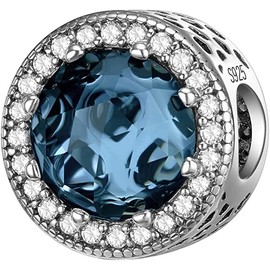 LNQOBU Charms for Bracelet 925 Sterling Silver Dangle Pendant Bead Heart Shaped Round Charms for Woman Bracelets and Necklaces