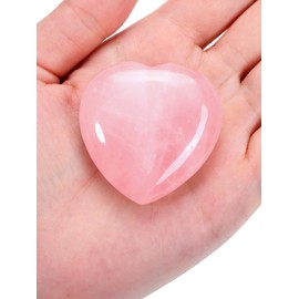 Jovivi 45mm Big Rose Quartz Crystal Heart Healing Crystals Heart Stones Polished Pocket Love Gemstones Natural Reiki Chakra Balancing Meditation Massage Gift Palm Worry Stones for Anxiety
