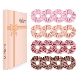 Mirlern 16-Piece Velvet Scrunchies for Women & Girls, No Damage Elastic Big Hair Ties Cute Soft Ponytail Holders Hair Bands for Thin Thick Hair Accessories (Pink)