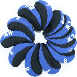 Golf Iron Head Covers Neoprene numbers Value 12 Pcs Set, Golf Iron Headcovers Protector for Club Mens Elasticity Protable Fit All Brands Not Visible (12 Pcs-Blue)